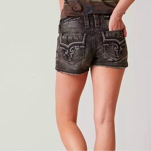 Embellished Black Denim Shorts